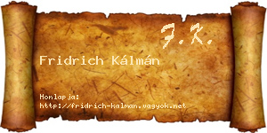 Fridrich Kálmán névjegykártya